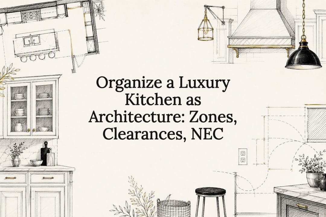 Organize a Luxury Kitchen as Architecture: Zones, Clearances, NEC